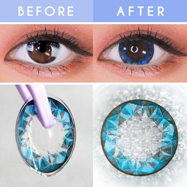Crystal Ruby Queen Blue Contacts for Hperopyia | farsightedness Detail