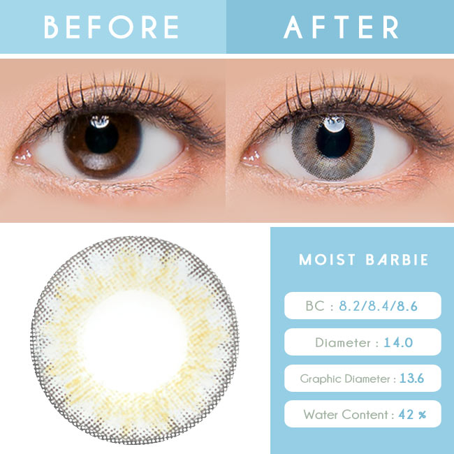 Colored Contacts For Astigmatism - Moist Barbie 3 tone Grey Toric Lens eye