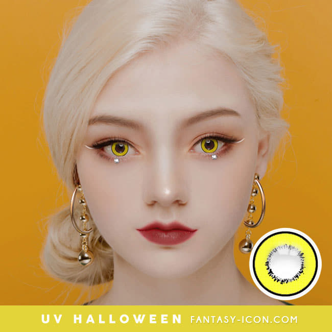 Cosplay UV Halloween Yellow Contacts Model 2