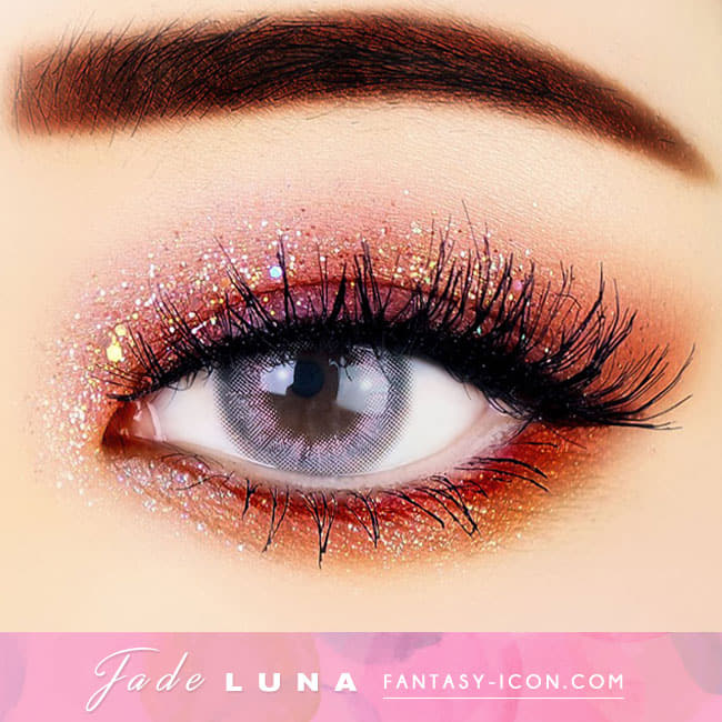 Jade Luna Grey Colored Contacts - Pink Lens eye
