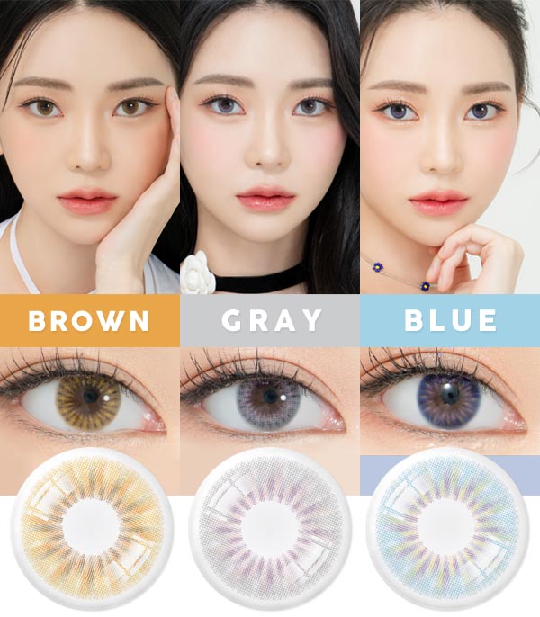Harmony brown gray blue contacts Silicone hydrogel ｜4 Lenses