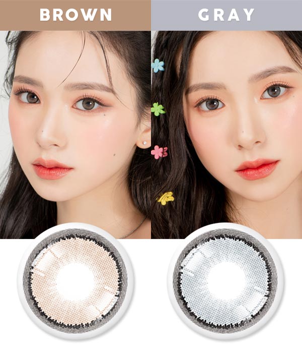 Silicone hydrogel lens lily brown gray contacts