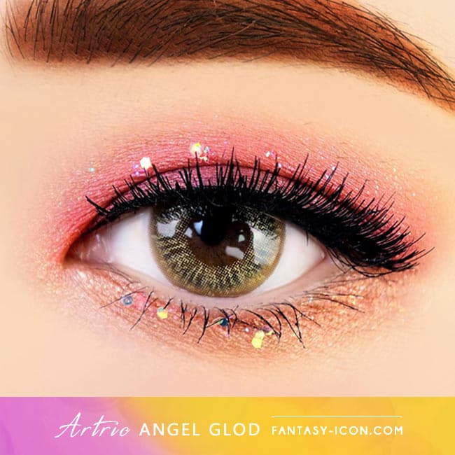 1 Day Colored Contacts Gold Brown Angel Artric - Eyes Detail