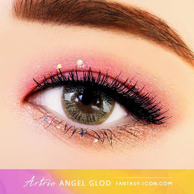 1 Day Colored Contacts Gold Brown Angel Artric - Eyes Detail2