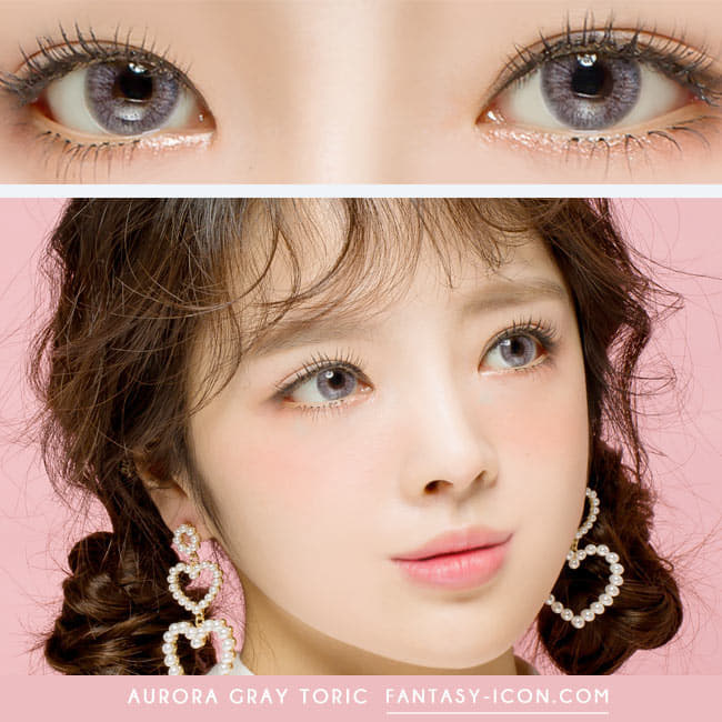 Aurora Grey Toric Lens - Colored Contacts For Astigmatism eye model
