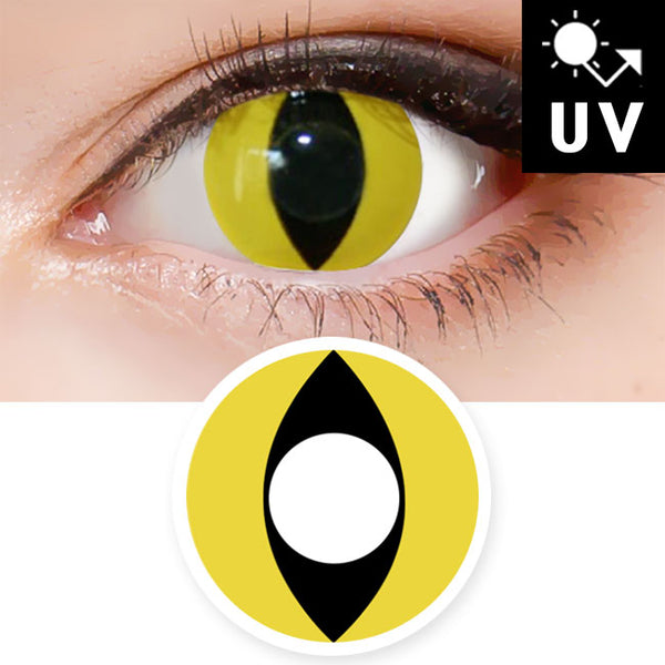 Cat Eye Yellow Black Contacts Halloween Lenses UV Blocking Prescription cosplay