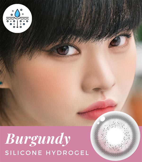 Cooling Silicone hydrogel burgundy contacts