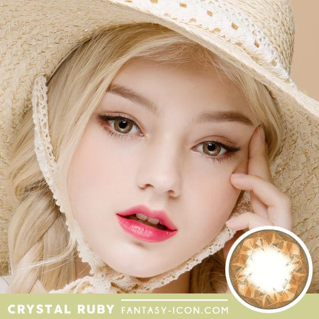 Crystal Ruby Queen Brown Contacts for Hperopyia - model