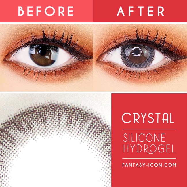 Crystal Silicone hydrogel Lens Grey Colored Contacts - Yearly