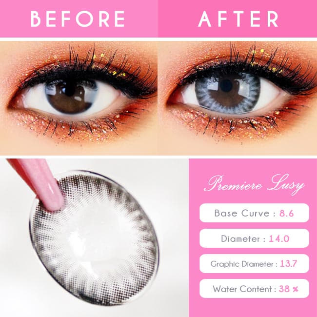 Gray Toric Lenses - Premiere Lucy Colored Contacts for Astigmatism - Eyes Detail