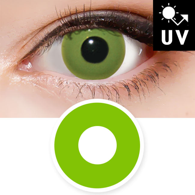 Halloween Green Contacts Cosplay Solid Lenses Prescription UV Blocking