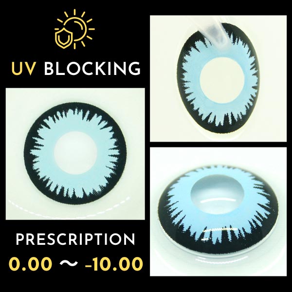 Lunar light Blue Contacts Halloween Lenses | UV Blocking Prescription Eclipse Twilight cosplay