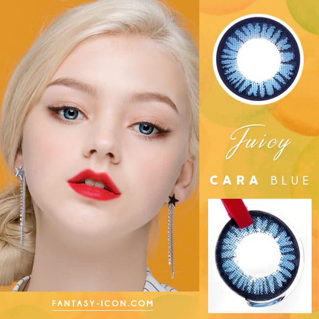 Juicy Cara Blue Colored Contacts - Circle Lenses model