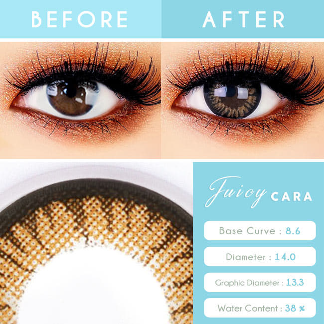  Juicy Cara Brown Colored Contacts - Circle Lenses eyes detail