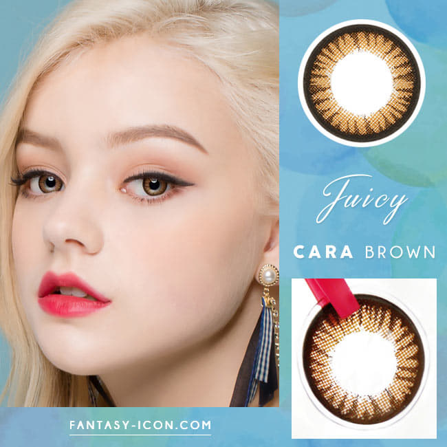  Juicy Cara Brown Colored Contacts - Circle Lenses model eyes