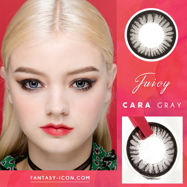  Juicy Cara Grey Colored Contacts - Circle Lenses model detail