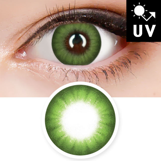 Natural Green Contacts Halloween Electro Lenses Prescription UV Blocking