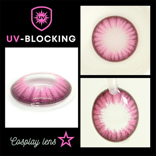 Natural Pink Contacts Halloween Electro Lenses Prescription UV Blocking