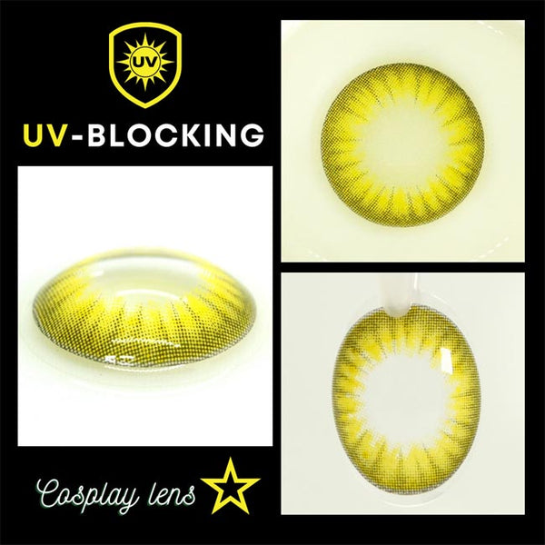 Yellow Contacts Halloween Electro Lenses Prescription UV Blocking