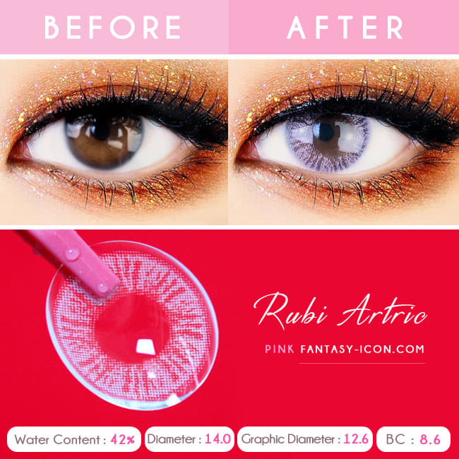 Pink Colored Contacts - Ruby Artric - Eyes Detail