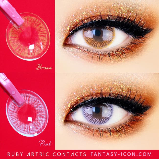 Colored Contacts - Ruby Artric - Pink and Brown