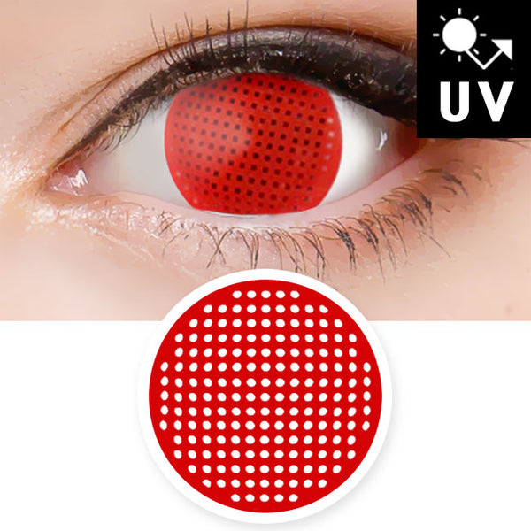 Red Screen Contacts Halloween Lenses Mesh Prescription UV Blocking