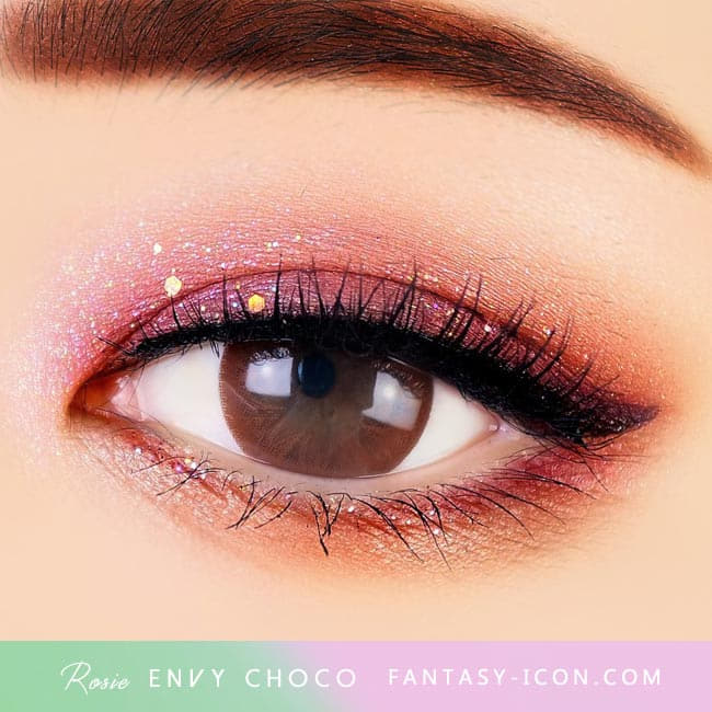 Chocolate Brown Colored Contacts - Rosie Envy - Eyes Detail 2