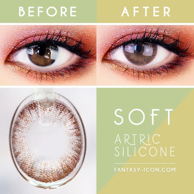  Soft Artric Silicone hydrogel Lens - 2 Day Brown Colored Contacts eyes detail