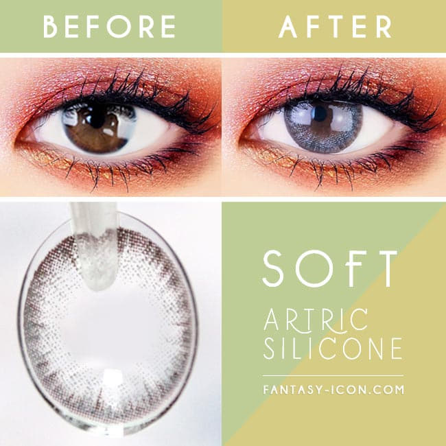 Soft Artric Silicone hydrogel Lens - 2 Day Grey Colored Contacts eyes detail