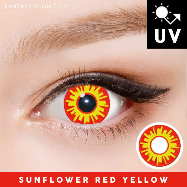 Sunflower Red Yellow Halloween Contacts Anime Cosplay