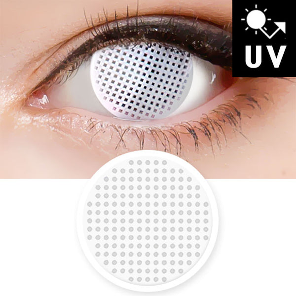 White Mesh Contacts Halloween Lenses  Prescription UV Blocking –  fantasy-icon