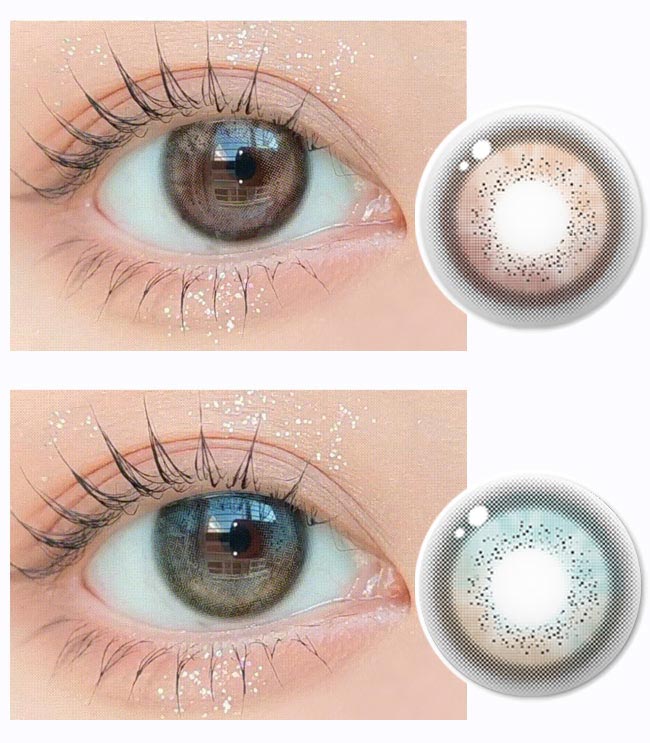 Silicone hydrogel sangria cooling brown, gray contacts