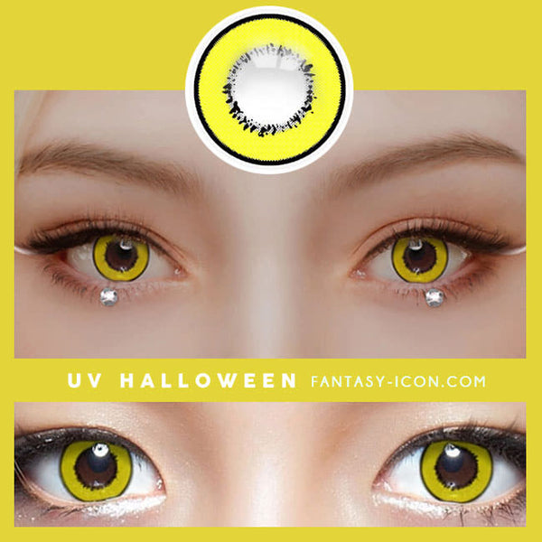 Cosplay UV Halloween Yellow Contacts detail