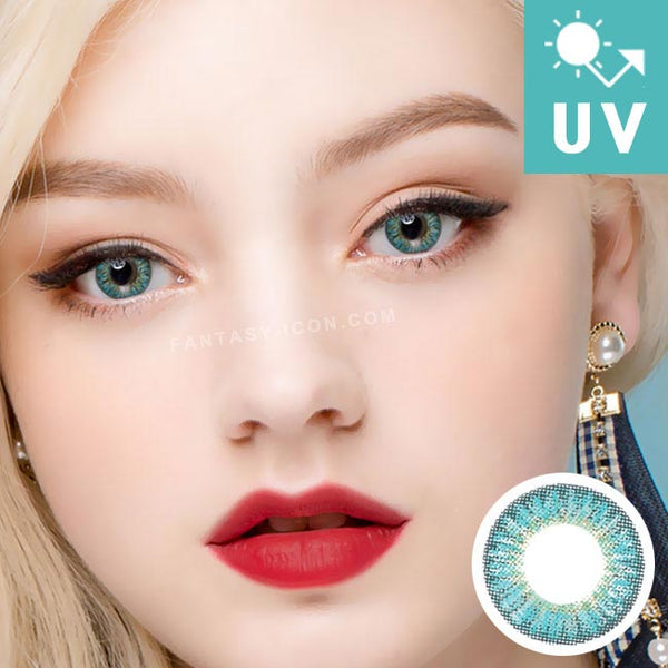 Glossy Ardor Aqua contacts | 3-tone UV Blocking Blue Contact