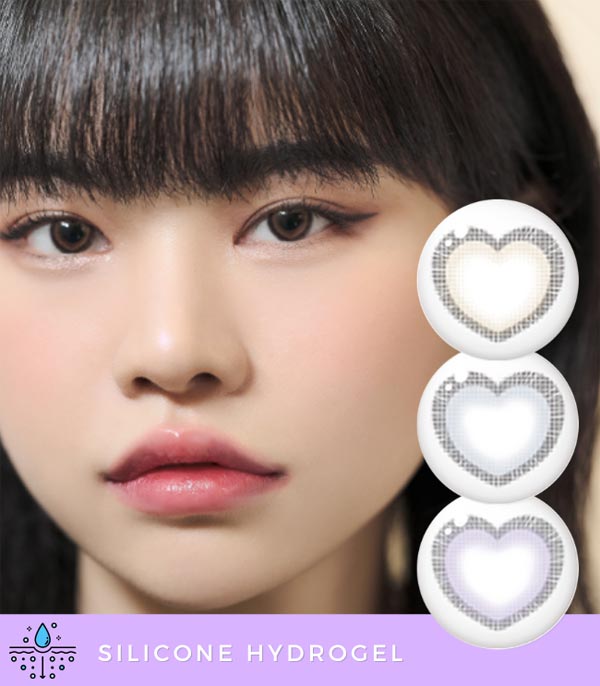 Heart contacts brown gray purple Silicone hydrogel Lens