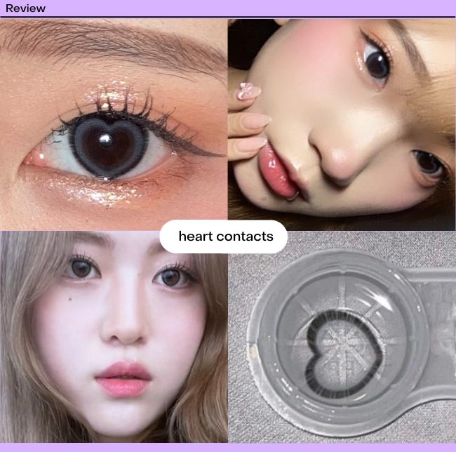 Heart contacts brown gray purple Silicone hydrogel Lens review