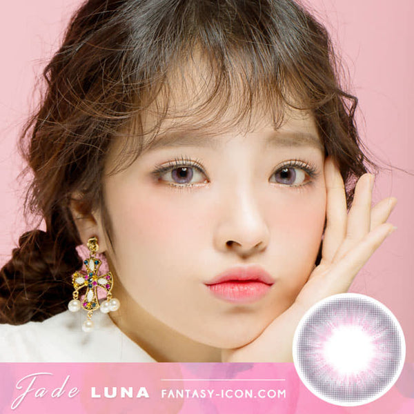 Jade Luna Grey Colored Contacts - Pink Lens model