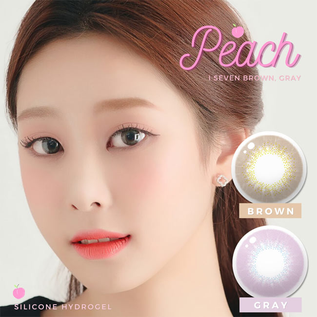 Silicone hydrogel lens peach seven GnG brown gray contacts -2 Lenses