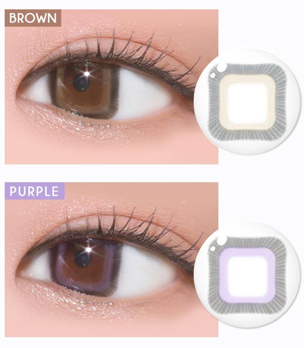 Square brown purple contacts Silicone hydrogel Lens